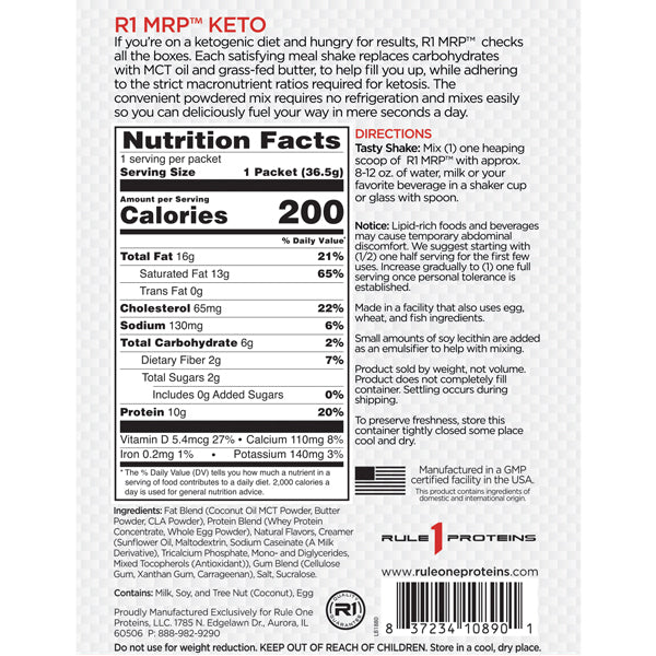 Rule1 MRP Keto Meal Replacement Singles