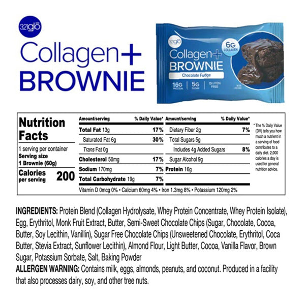 4 x 12pk 321glo Collagen+ Protein Brownies