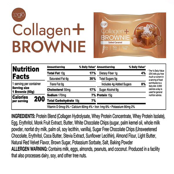 4 x 12pk 321glo Collagen+ Protein Brownies