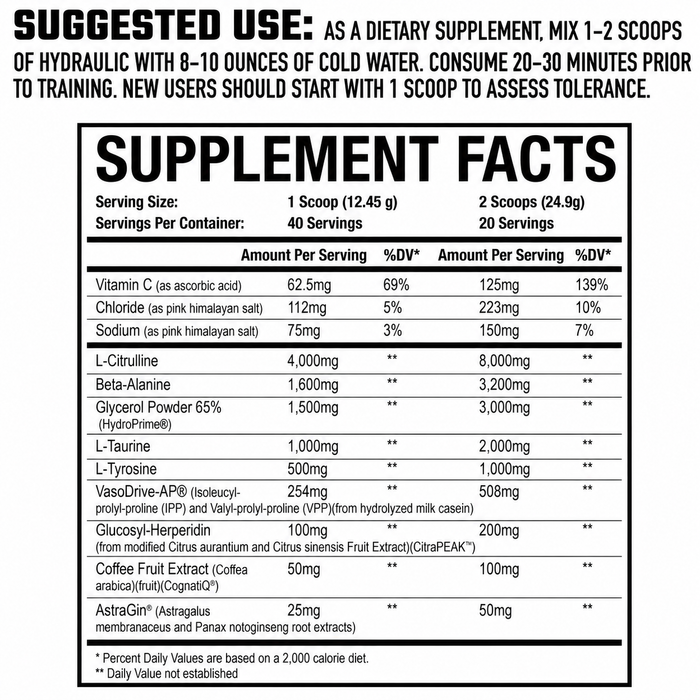Axe & Sledge Hydraulic V2 Pre-Workout 40/20 Servings