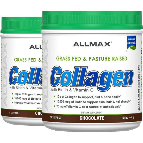 2 x 34 Servings AllMax Grass Fed Collagen With Biotin & Vitamin C