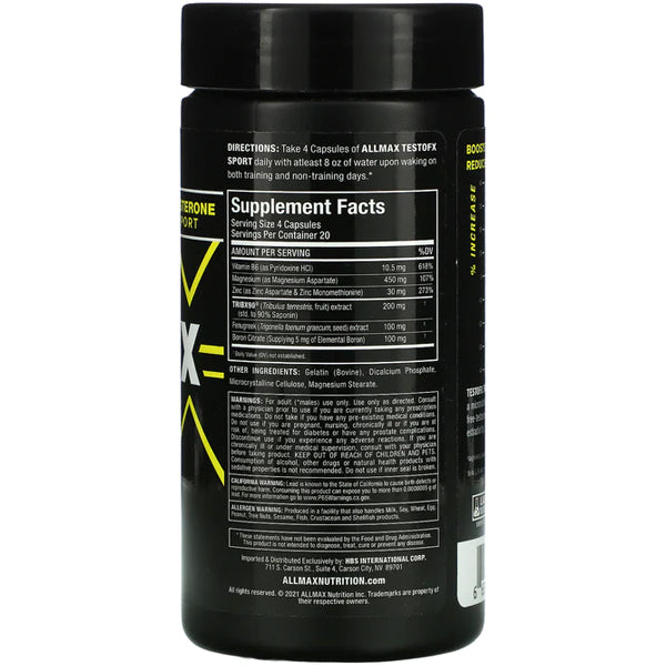 AllMax Testo FX Sport Test Support Capsules