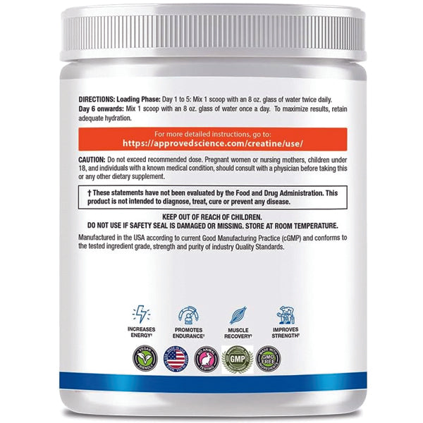 Approved Science Creatine Monohydrate +BioPerine 180 Servings