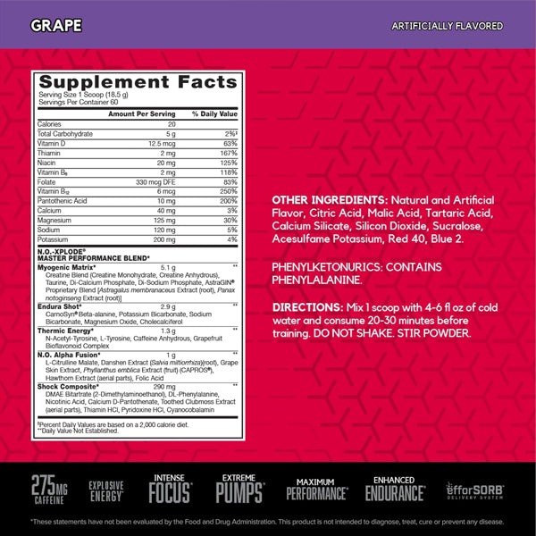 BSN N.O-Xplode Pre Workout 60 Servings