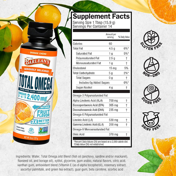 Barlean's Total Omega 3-6-9 2400mg 8oz