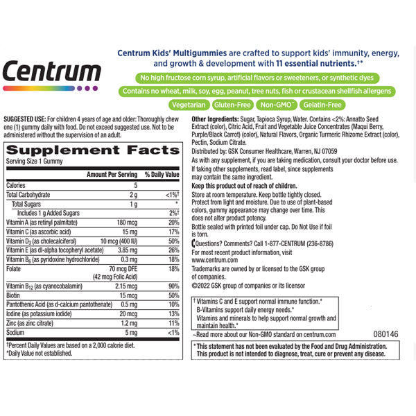 Centrum Kids Organic Multigummies 50 Gummies