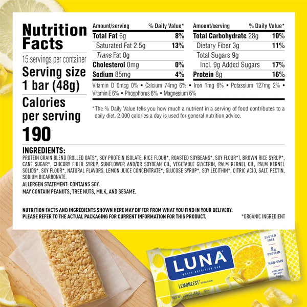 Luna Whole Nutrition Bar 15pk