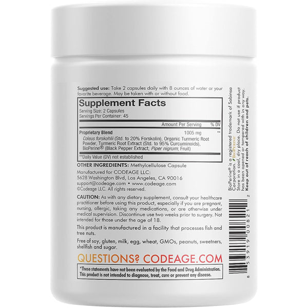3 x 90 Capsules CodeAge Antioxidant Forskolin Turmeric