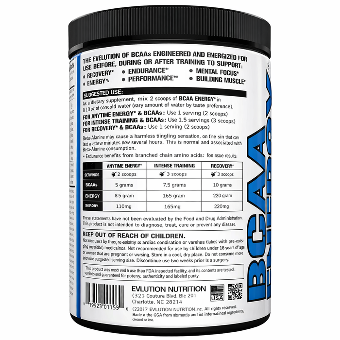 EVL Nutrition BCAA Energy 30 Servings