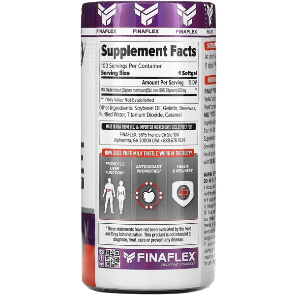 Finaflex Pure Milk Thistle 600mg Softgels