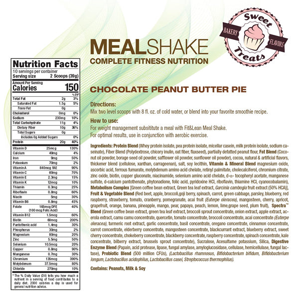 Fit&Lean Meal Shake Complete Nutrition 10 Servings