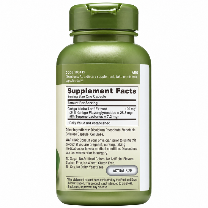GNC Ginkgo Biloba 120mg 100 Capsules
