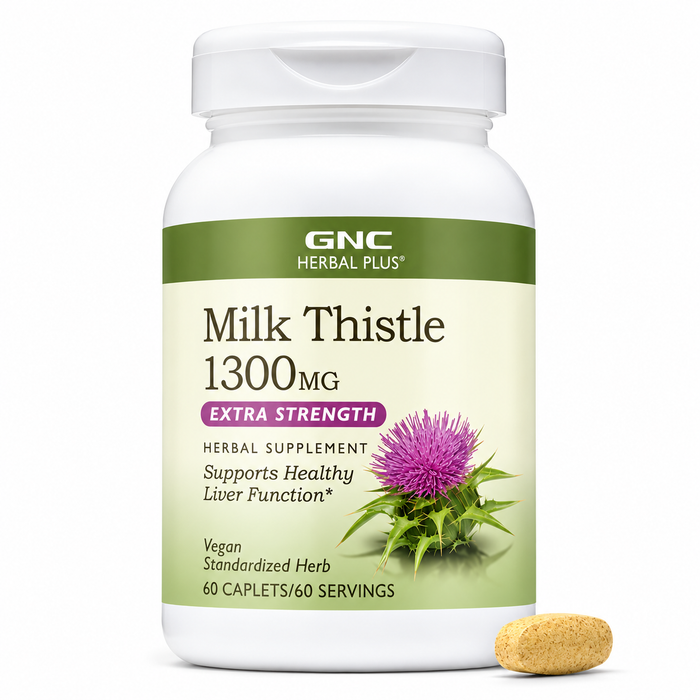 GNC Herbal Plus Milk Thistle 1300mg Extra Strength 60 Caplets
