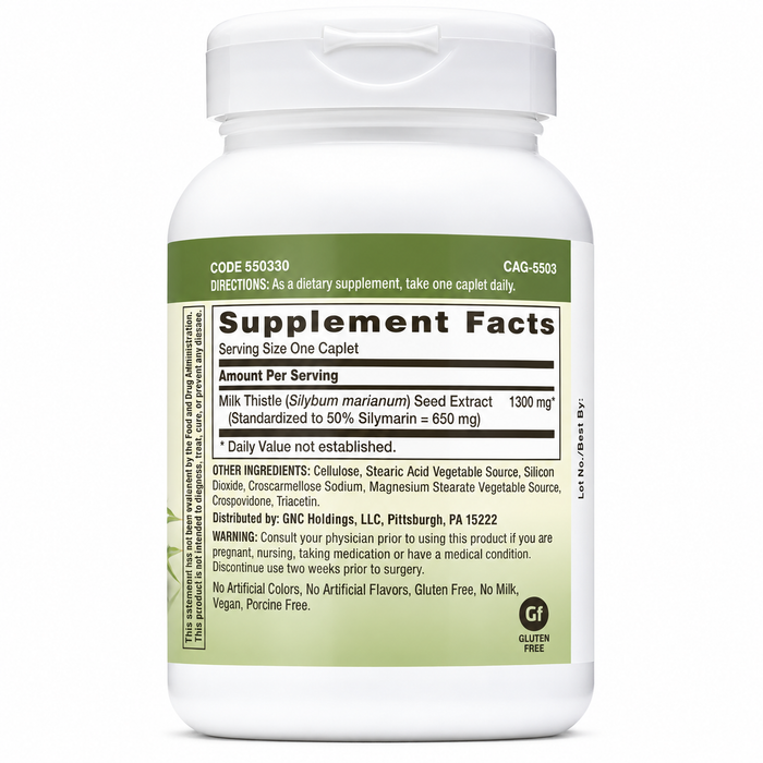 GNC Herbal Plus Milk Thistle 1300mg Extra Strength 60 Caplets