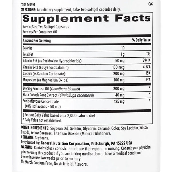 GNC Women’s Phytoestrogen Formula Menopause Support 120 Softgels