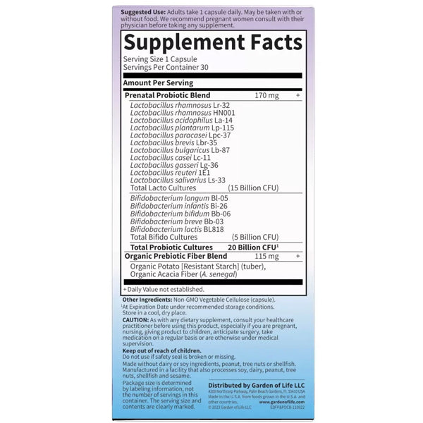 Garden Of Life Probiotics Once Daily Prenatal Capsules
