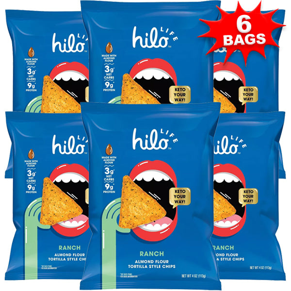 6 x 4oz Hilo Life Almond Flour Tortilla Style Protein Chips