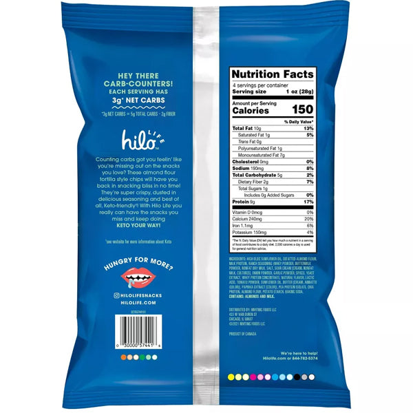 6 x 4oz Hilo Life Almond Flour Tortilla Style Protein Chips