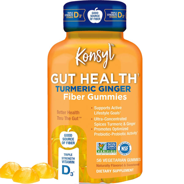 Konsyl Gut Health Turmeric Ginger Fiber Gummies