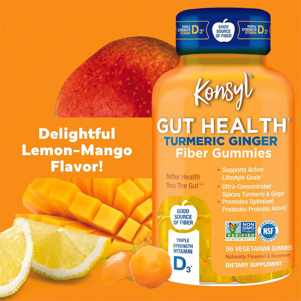 Konsyl Gut Health Turmeric Ginger Fiber Gummies