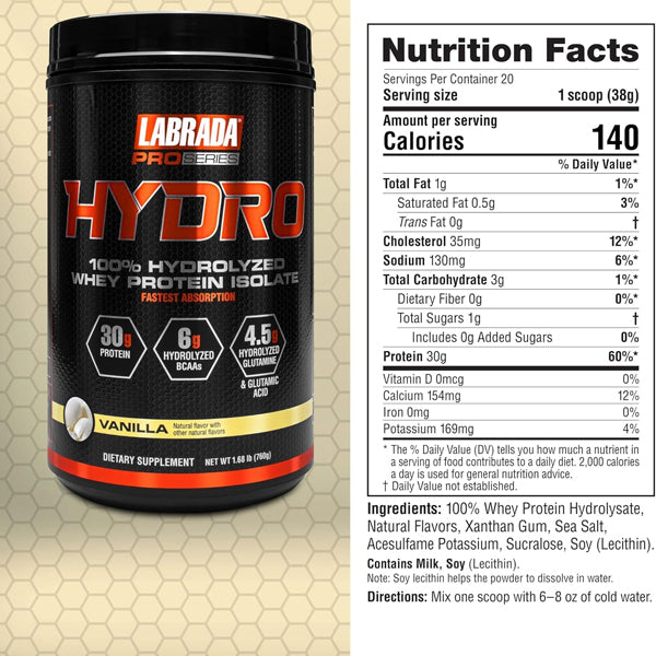 Labrada Pro Series 100% Hydro Whey Protein Isolate 1.7lbs
