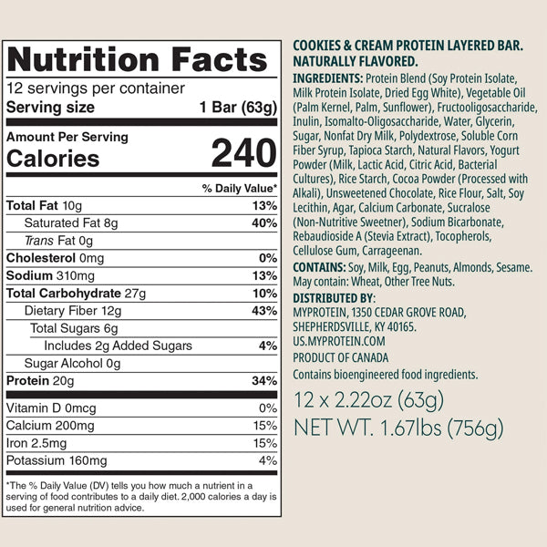 MyProtein Layered Protein Bars 12pk