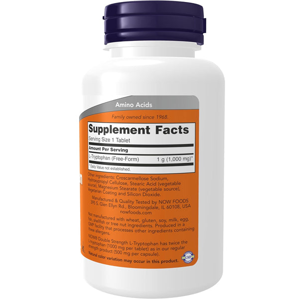 NOW L-Tryptophan, Double Strength 1000mg Tablets