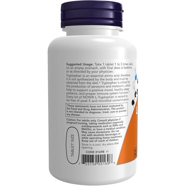 NOW L-Tryptophan, Double Strength 1000mg Tablets