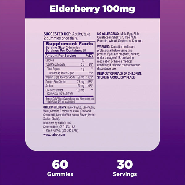 Natrol Immune Health Elderberry 100mg Gummies