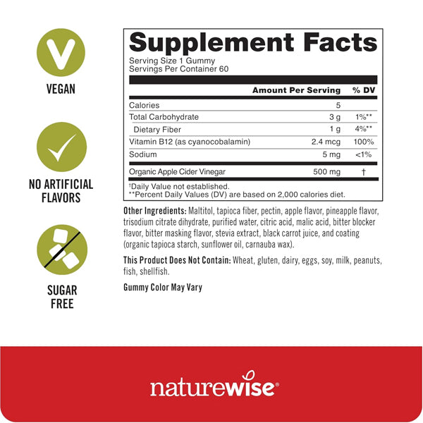 NatureWise Apple Cider Vinegar 500mg 60 Gummies