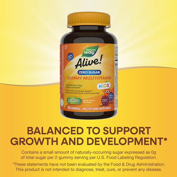 Nature's Way Alive! Kids Zero Sugar Multivitamin 60 Gummies