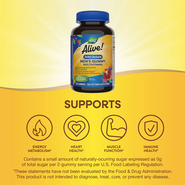 Nature's Way Alive! Men's Zero Sugar Multivitamin 50 Gummies