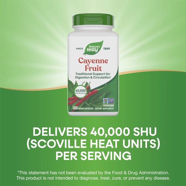 Nature's Way Cayenne Fruit 40,000 SHU 180 Capsules