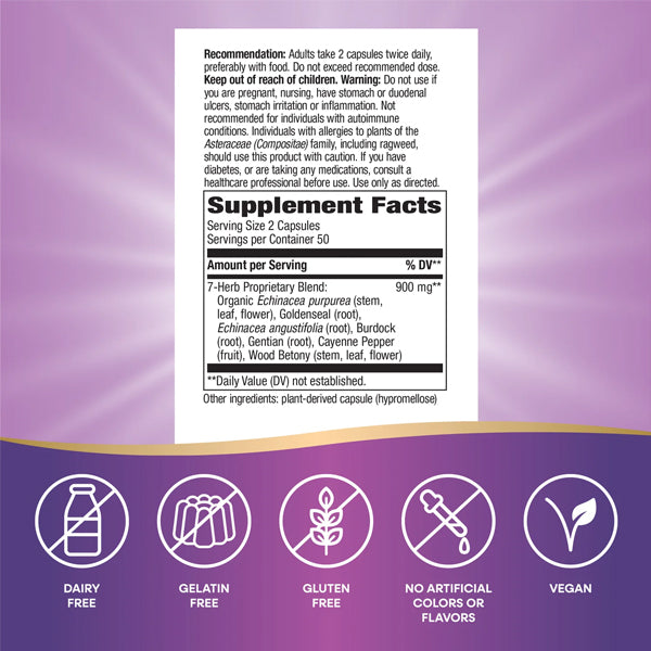 Nature's Way Echinacea Goldenseal Premium Blend 100 Capsules