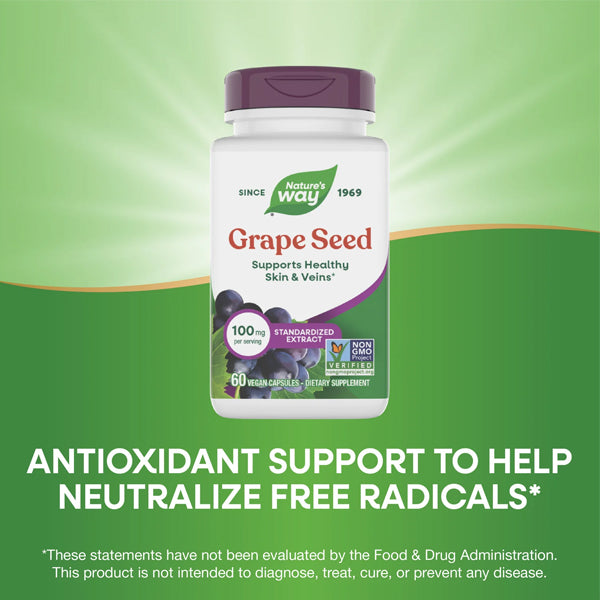 Nature's Way Grape Seed Standardized Extract 100mg 60 Capsules