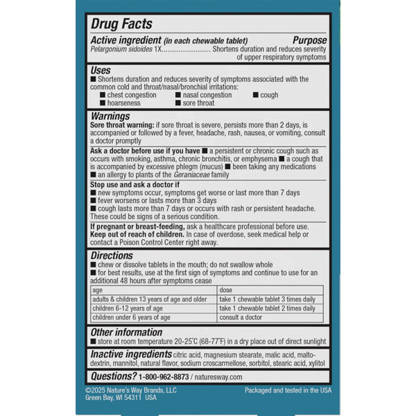 Nature's Way Kid's Umcka Cold Relief 10 Chewables