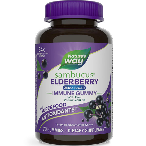 Nature's Way Sambucus Elderberry Zero Sugar Immune 70 Gummies