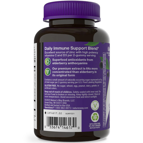 Nature's Way Sambucus Elderberry Zero Sugar Immune 70 Gummies