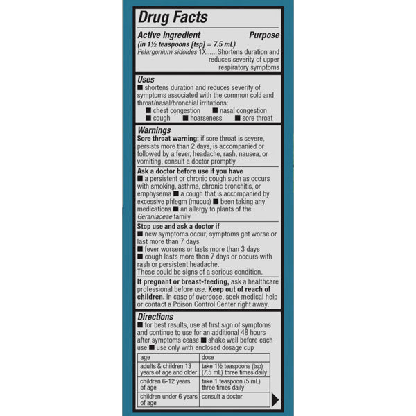 Nature's Way Umcka Zero Sugar Cold Relief Syrup 4oz