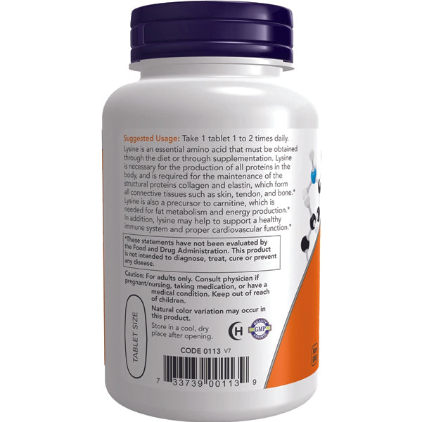 NOW Foods Double Strength L-Lysine 1000mg Tablets