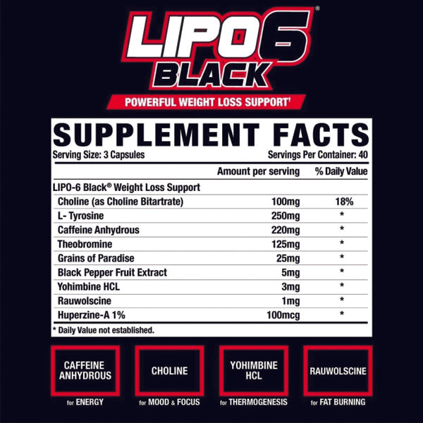 Nutrex Lipo-6 Black Weight Loss Support Capsules