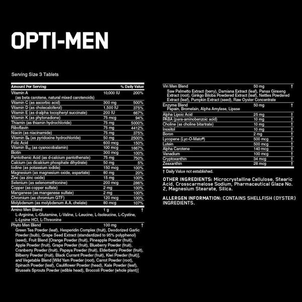 Optimum Nutrition Opti-Men Multivitamin Tablets