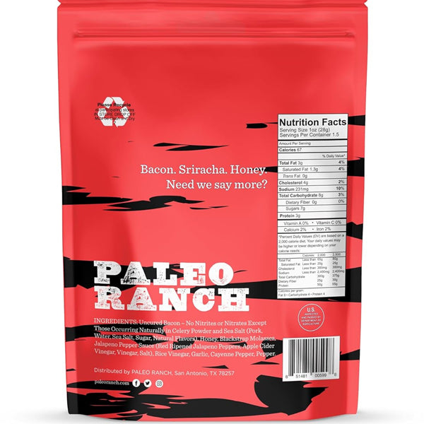 Paleo Ranch Uncured Pork Bacon Jerky 8pk