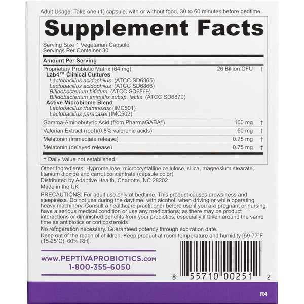 Peptiva Probiotics + Sleep Support 30 Capsules