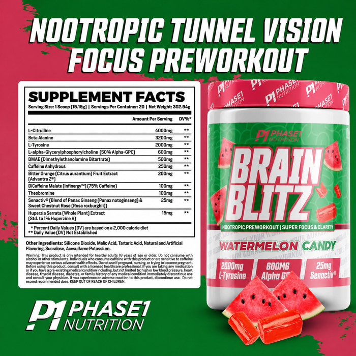 Phase1 Brain Blitz Nootripic Pre-Workout 25 Servings