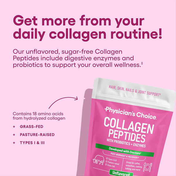 Physician's Choice Collagen Peptides With Probiotic + Enzymes 35 Servings