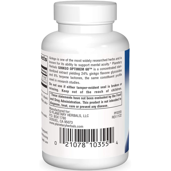 Planetary Herbals Ginkgo OptiMem 60mg 90 Tablets