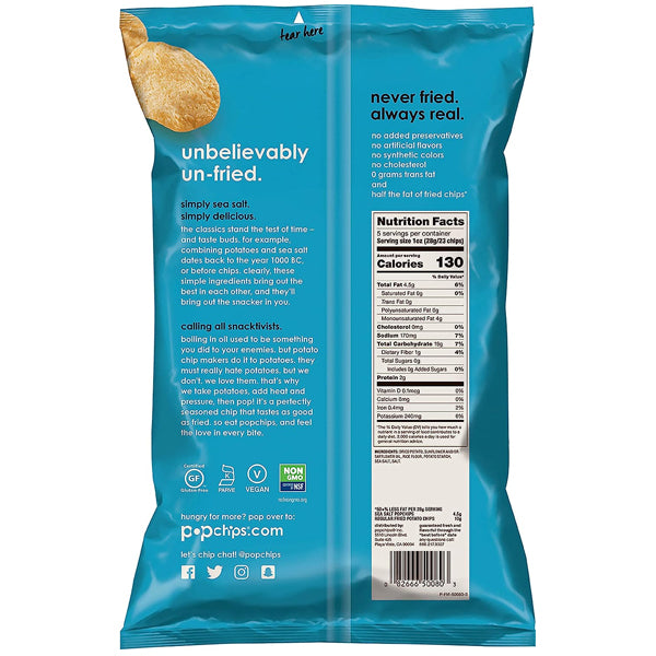 Popped Snacks Popchips Popped Potato Snack 5oz Share Size 12pk