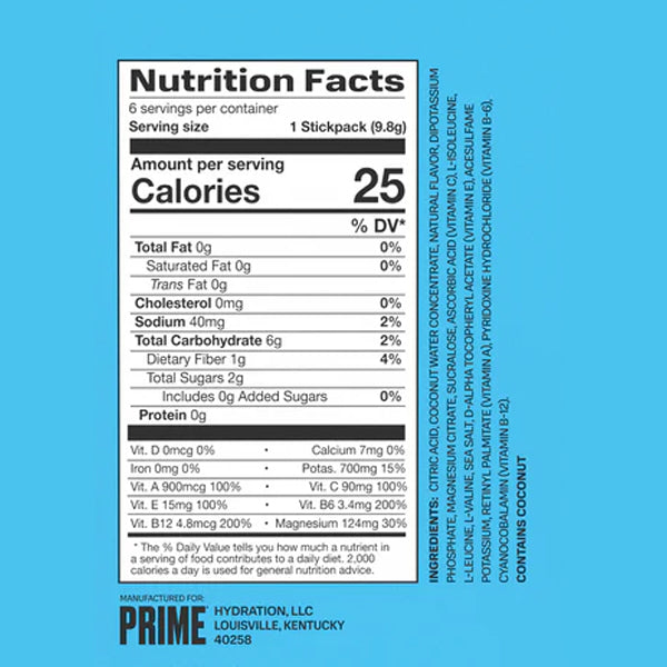 Prime Powder Version Prime Hydration Powder Singles 6pk