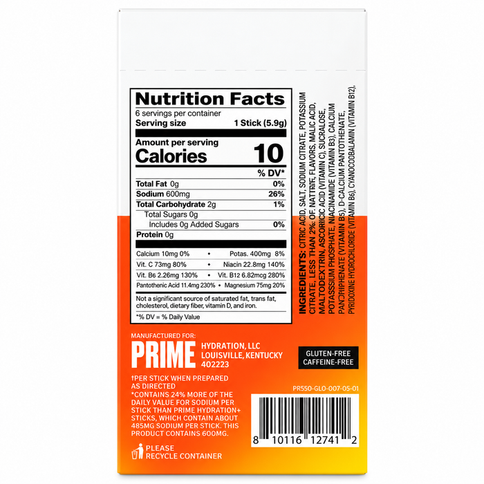 Prime Rapid Hydration Electrolyte Powder Singles 6pk